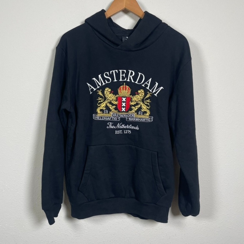 FOX Originals Amsterdam Hoodie M Black Netherlands Crest Pullover Sweatshirt